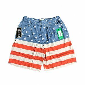 Tipsy Elves Men's United We Stand Shorts 9" Red White Blue America USA Large NWT